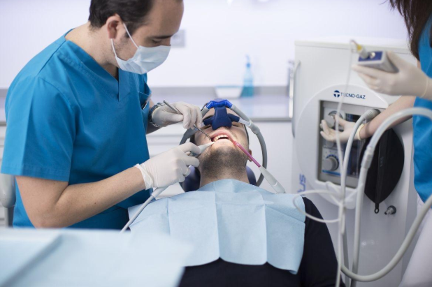 Relaxed patient receiving comfortable dental treatment