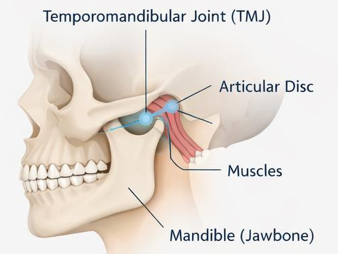 Dentist examining a patient's jaw for TMJ symptoms