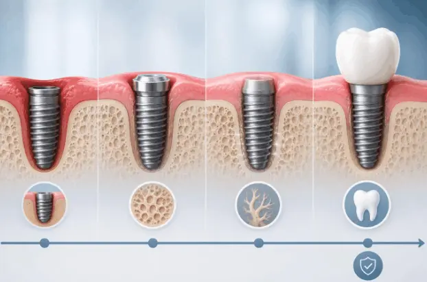 Dental implant healing and integration with the jawbone